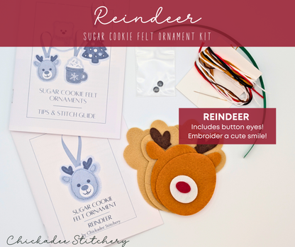 Sugar Cookie Felt Ornament Kits: Reindeer, Polar Bear, Christmas Tree, Hot Cocoa Mug