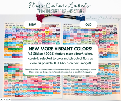 DMC Floss Color Labels for Floss Drops & Bobbins (Solid Colors)