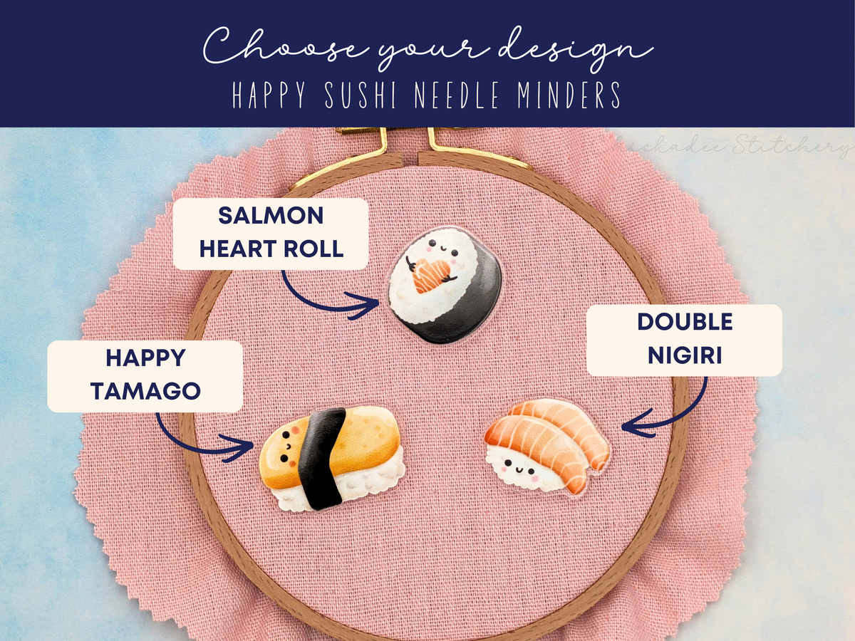 Happy Sushi Needle Minders for Cross Stitch & Embroidery