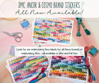 DMC Floss Color Labels for Floss Drops & Bobbins (Solid Colors)