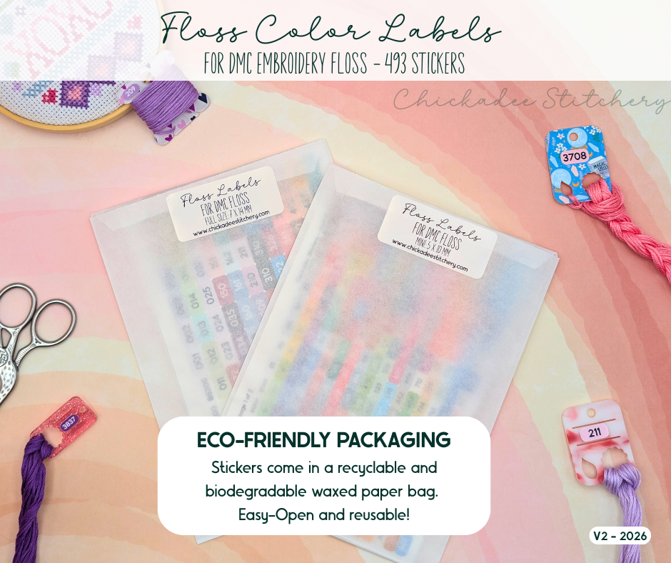 DMC Floss Color Labels for Floss Drops & Bobbins (Solid Colors)