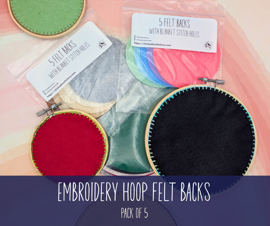 Embroidery Hoop Felt Backs with Pre-Cut Blanket Stitch Holes - Pack of 5