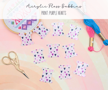 Acrylic Embroidery Floss Bobbins - Set of 10