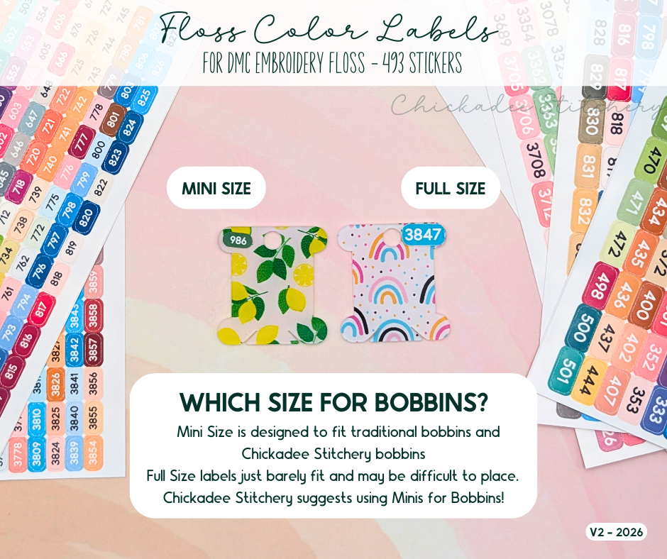 DMC Floss Color Labels for Floss Drops & Bobbins (Solid Colors)