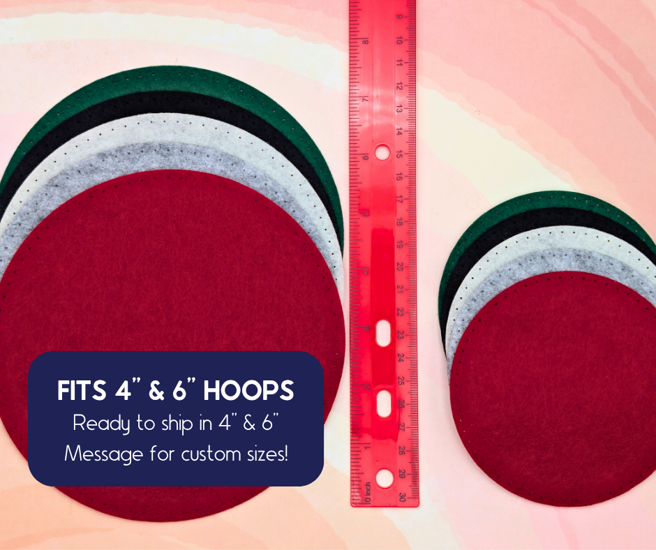 Embroidery Hoop Felt Backs with Pre-Cut Blanket Stitch Holes - Pack of 5