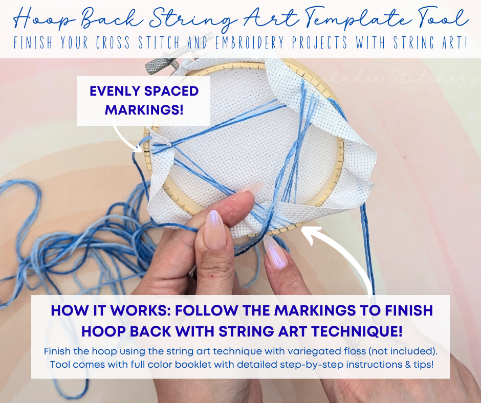 Hoop Back String Art Template Tool: Cross Stitch & Embroidery Finish