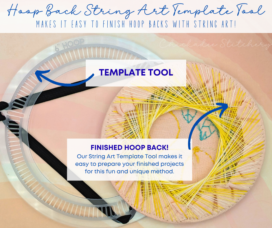 Hoop Back String Art Template Tool: Cross Stitch & Embroidery Finish