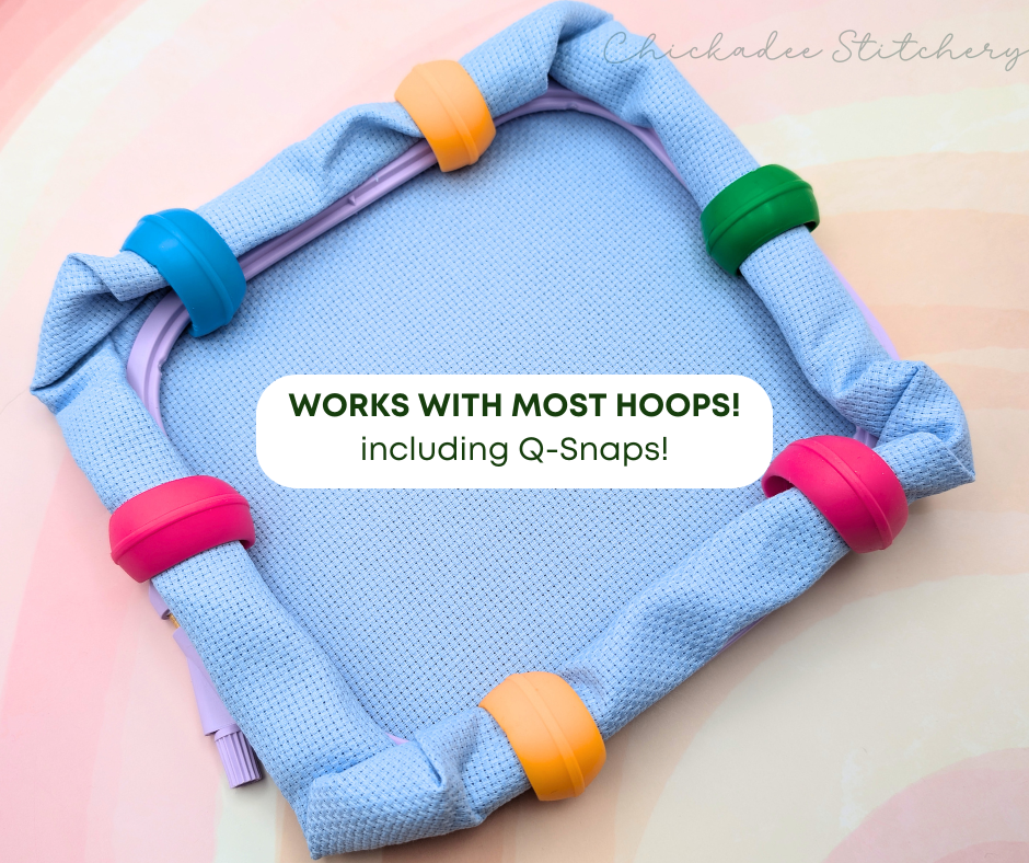 Hoop Huggers - Set of 4 Silicone Embroidery Hoop Wrappers, Fabric Management Accessories