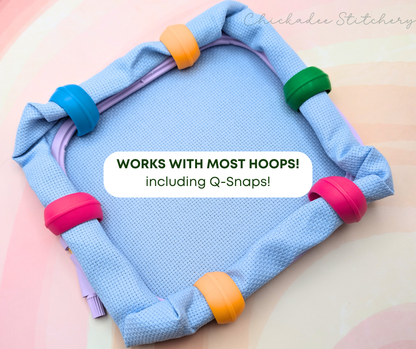 Hoop Huggers - Set of 4 Silicone Embroidery Hoop Wrappers, Fabric Management Accessories