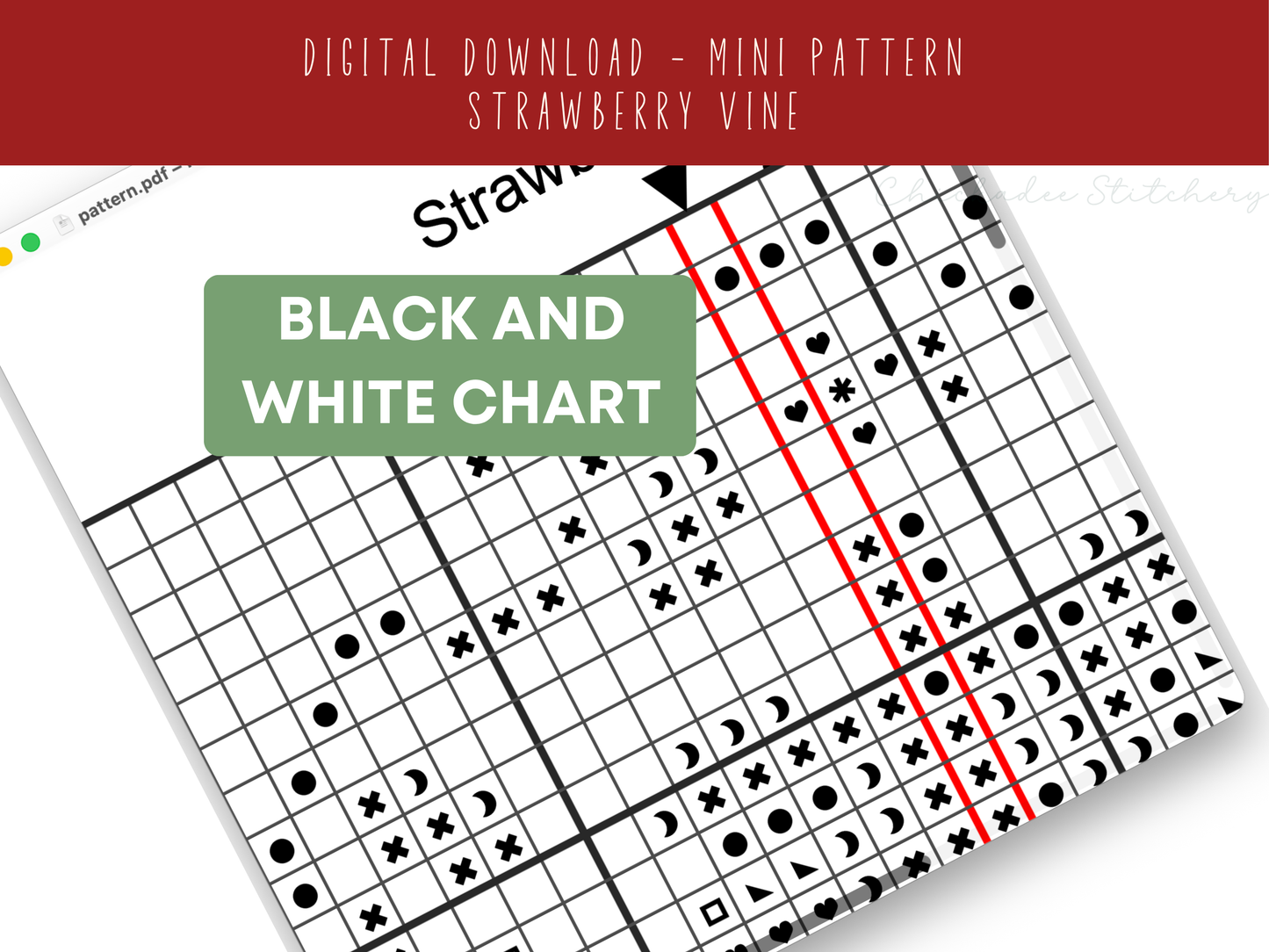 Strawberry Vine - Mini Cross Stitch Pattern Digital Download