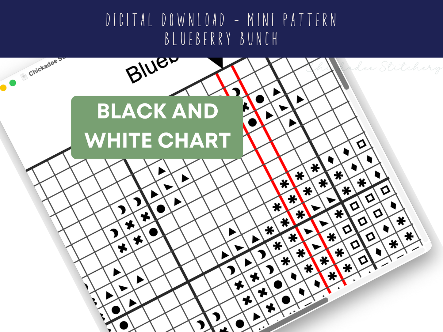 Blueberry Bunch - Mini Cross Stitch Pattern Digital Download