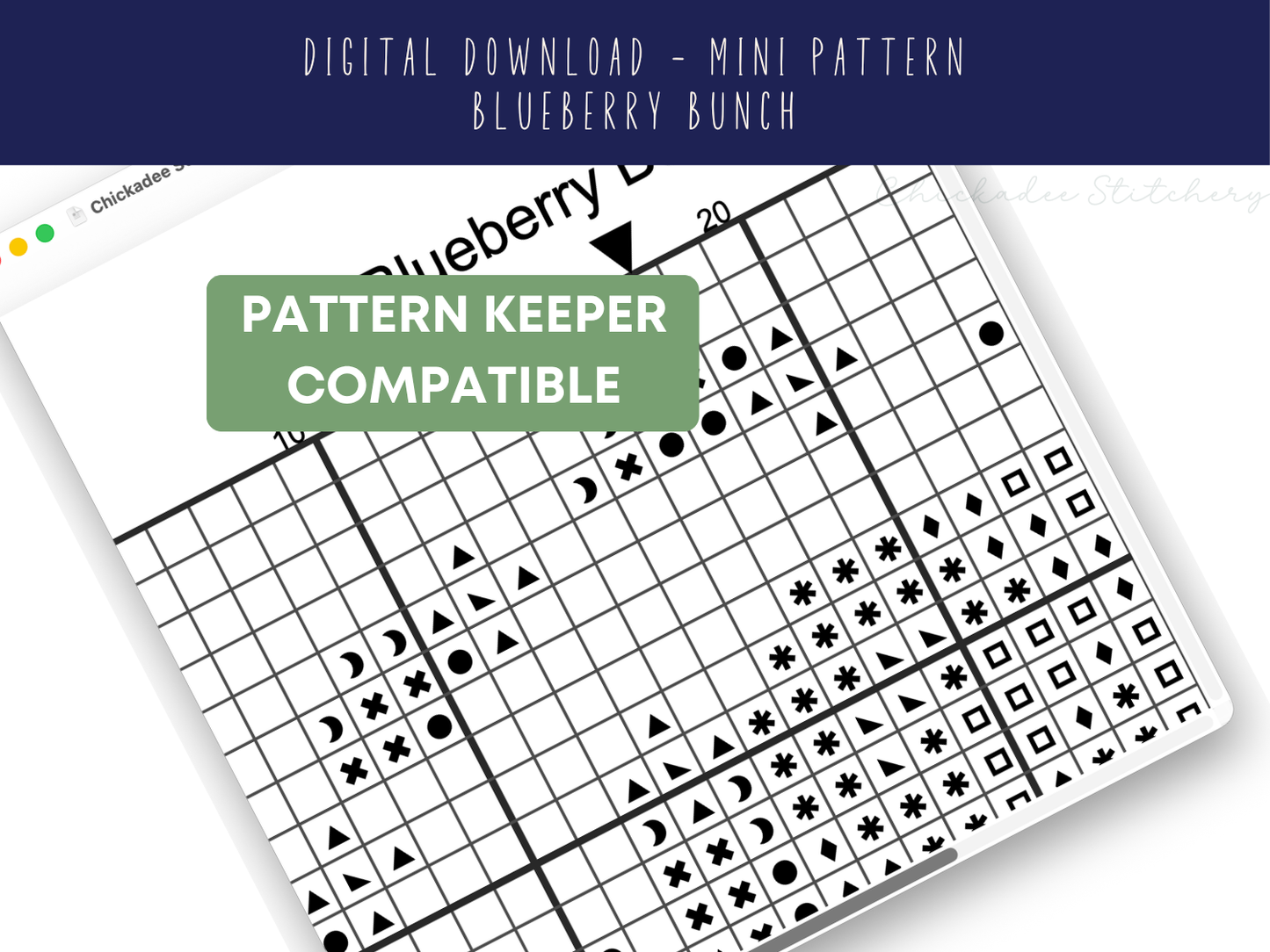 Blueberry Bunch - Mini Cross Stitch Pattern Digital Download