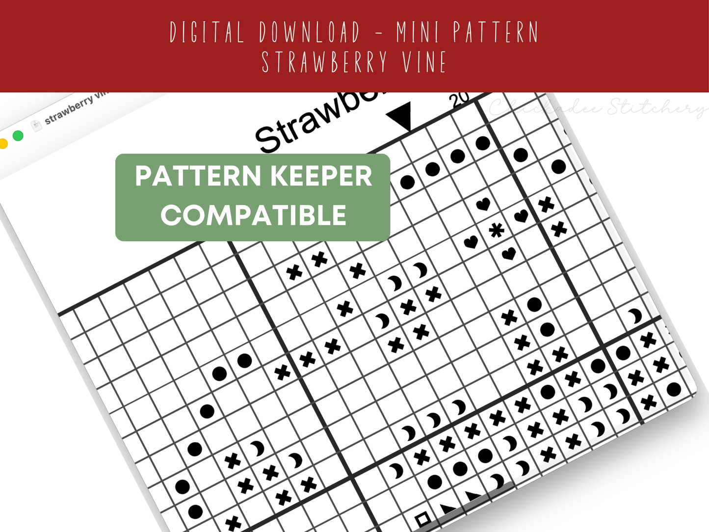 Strawberry Vine - Mini Cross Stitch Pattern Digital Download