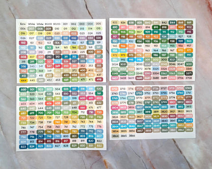 DMC Floss Color Labels for Floss Drops - Set of 493 stickers