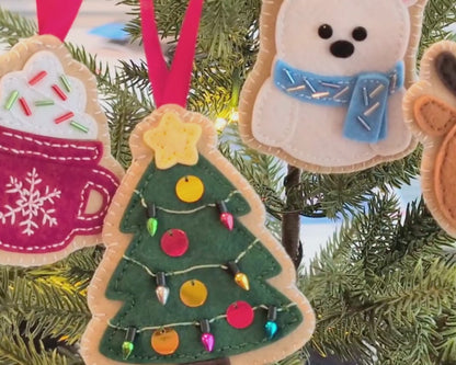 Sugar Cookie Felt Ornament Kits: Reindeer, Polar Bear, Christmas Tree, Hot Cocoa Mug
